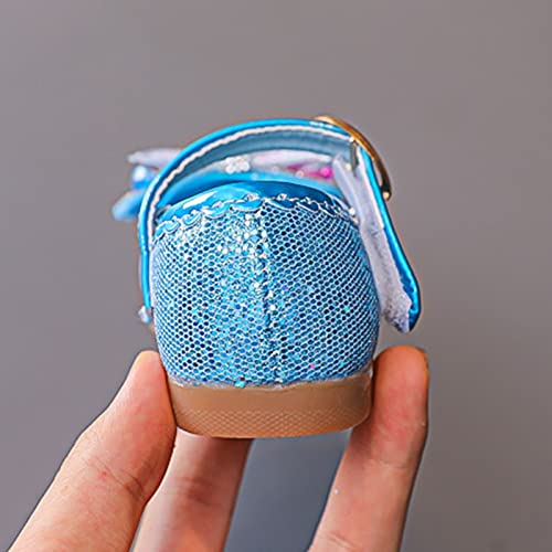 Spring and Summer Girls Dance Casual Shoes Bow Rhinestone Sequins Mesh Cute Pattern Girls Size 6 Shoes Blue4