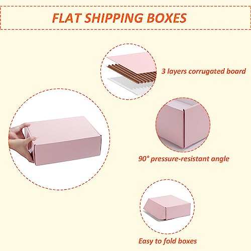 Image of HORLIMER 12x9x4 inches Shipping Boxes Set of 20, Pink Medium Corrugated Cardboard Gift Mailer Box
