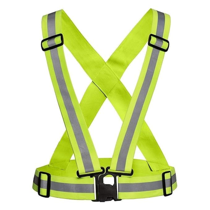 High Visibility Reflective Safety Vest – Adjustable Cross Belt Straps for Night Cycling, Running & Outdoor Use – Green-image-20