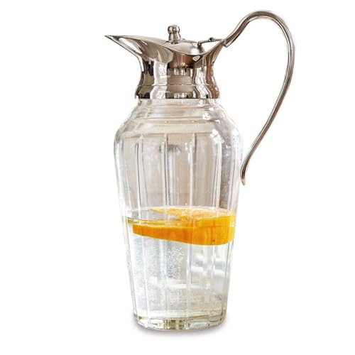 LOBERON Braux Caraffa - Vetro soffiato - Motivo scanalato, trasparente/argento