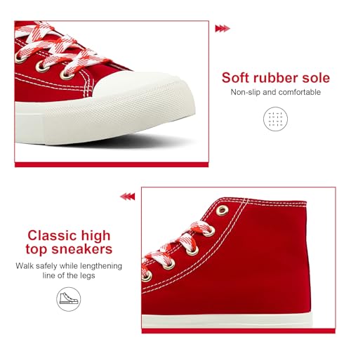 soofylia High Top Canvas Sneakers for Women Classic Lace Up Canvas Shoes Casual Tennis Comfortable Fashion Walking Shoes4