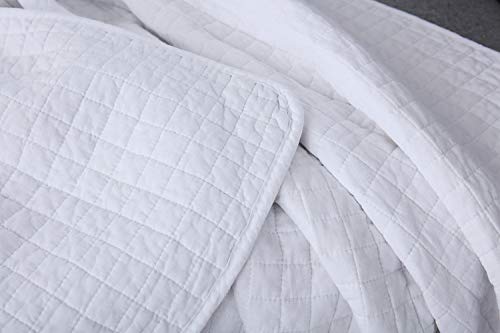 100% Cotton Quilted Throw Decorative Throw Blanket Multi Color Super Soft Warm Indian Vintage Reversible Quilt For Sofa And Couch 50"X57" (White) #TOP6