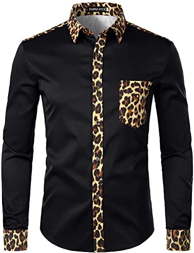 PARKLEES Chemise africaine à manches longues pour homme avec imprimé imprimé patchwork tribal dashiki, Pzzcl55-noir, S