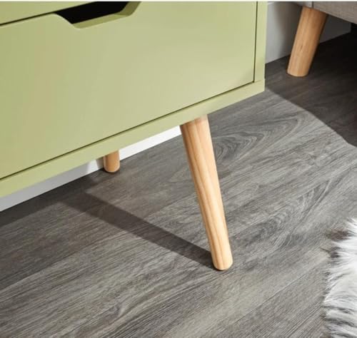 Image of Organizing Nightstand Solid Wood Legs Mid-Century Modern Bedside Table Practical and Simplistic End Side Table with Two Drawers (Green)