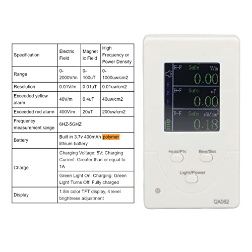 Detector de radiación de campo electromagnético con alarma múltiple y carga USB miniatura 2