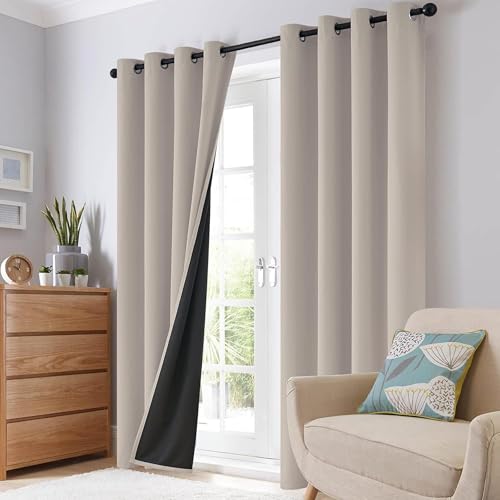 Image of Galaxy Home Decor Premium True Blackout Curtains for Window 4 Feet Long 100% Light Block | Thermal & Noise Insulation | Black Back Coating | Pack of 1 | Mocha