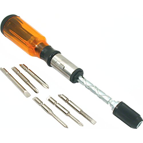 Spiral Ratchet Screwdriver Phillips Slotted Bits Tool