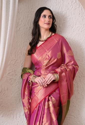 Image of Women's Cotton-Silk Woven Zari Work Saree with Unstitched Blouse Piece - Perfect for Party, Wedding, Casual, and Office Wear