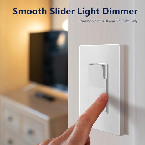 Image of LIDER Dimmer Paddle Switch for Dimmable 300W LED /CFL Lights, 1-Pole or 3-Way, 120 V, Modern Upgrade, Wall Plate Included, UL Listed, Thermoplastic, Matte White, 2-Pack