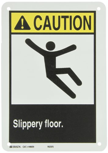 Panneau de signalisation Slippery Floor Brady pour la prévention des chutes