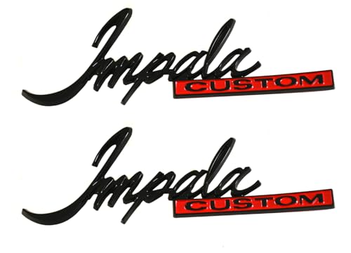 Image of Pair New Impala Custom Script Emblem Coupe Rear Sail Panel Badge Replacement for 1971-1976 Impala (Red), EI-#+#-1