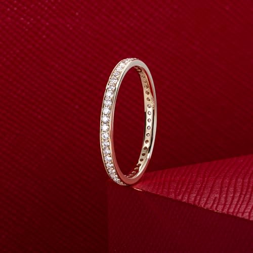 14K Eternity Ring, 1/3-1 CTTW Moissanite, D Color and Flawless, Solid Real White Gold Wedding Ring for Women3
