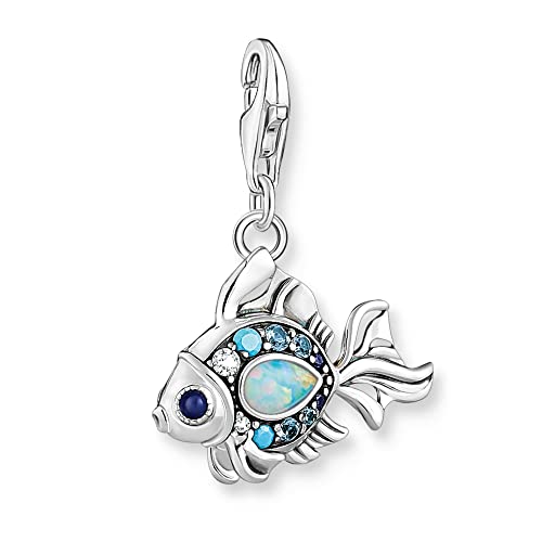 Pendentif À Breloque Poisson Bleu Maritime, Pendentif À Breloque en Argent Sterling 925 Cadeau De Bijoux Porte-Bonheur for Femmes Hommes Filles