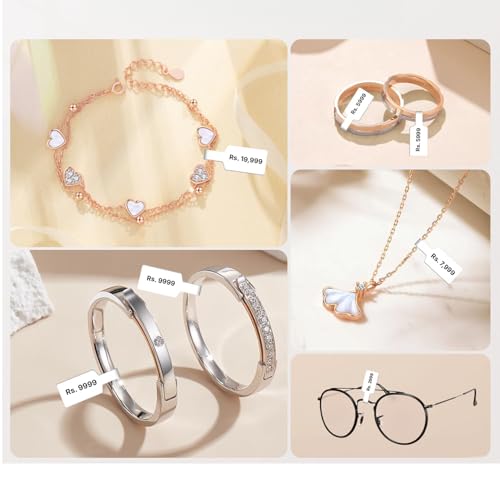 Image of Seznik Jewellery Thermal Labels - 14.3mm x 100mm, Waterproof, Non Tearable, Direct Thermal, 750 Labels (5 Rolls), for 2 to 4 Inch Printers, White, for Jewellery Tagging