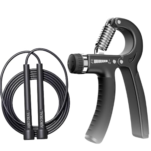 AJRO DEAL Hand Grip Strengthener & Adjustable Skipping Rope Set – Wrist Exerciser with Speed Jump Rope for Home & Gym Workout-image-28