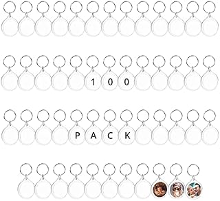 Kurtzy 100 Pack Blank Round Photo Insert Keychains - Each Keyring is 4cm (1.57 inch) in Diameter - Translucent Clear Circle Acrylic Key Rings for Double Sided Photos - Family, Friends, Gifts, Craft