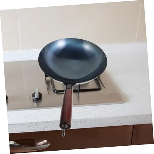 Wok tradicional de hierro con mango de madera antiadherente miniatura 6