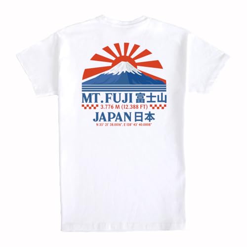Pampling Camiseta de Manga Corta, 100% Algodón, Doble Impresión, Ropa Unisex para Hombre y Mujer, Serigrafiada con Cuello Redondo y Corte Recto, Color Blanco (Vintage Japan, L)