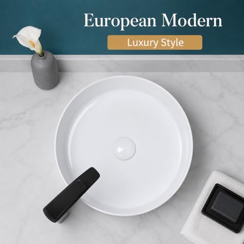 Image of QUALITO White Table Top Wash Basin for Bathroom, Living Room, Hall, Dinning Room | Countertop /Over Counter Ceramic Vessel Sink /Basin | Glossy Finish Table Top Wash Basin (White, 15x15x5 Inch)