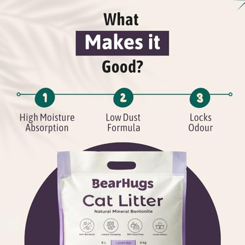 Image of BearHugs Bentonite Cat Litter - Lavender Perfect for Cat (Pack of 1, 5KG)