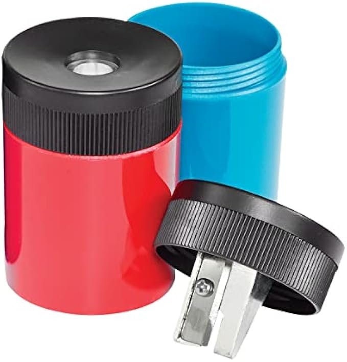 STAEDTLER Pencil Sharpener, Premium Quality Sharpener with Screw-On Lid to Prevent Accidental Opening, Compact Size for Pencil Cases and Workstations, 511 63bK (1-Pack), Available in Assorted Colors.