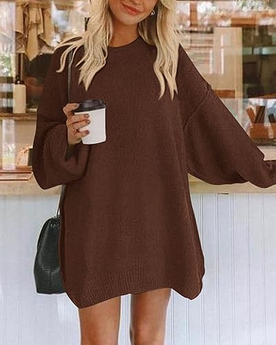BTFBM 2025 Womens Sweaters Casual Crewneck Long Sleeve Oversized Sweater Dress Fall Winter Loose Slouchy Soft Pullover4