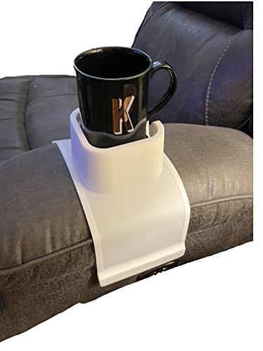 Cup Holder for Hot tub, Sofa or Couch Arm, Bath. This Wonderful Slip Resistant Silicone Holder can Hold Coffee Mugs, Wine Glasses, Water Bottles, Beer and Soda Cans, TV Remote and Much,More (White)