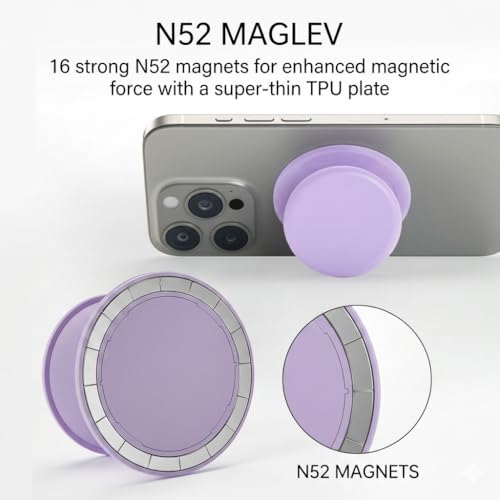 Image of Magnetic Silicone Phone Grip Compatible with MagSafe - Soft Finger Strap Holder with 3000G Strong Magnet - Ergonomic One-Touch Grip Compatible with iPhone 17 /16 /15 /14 /13 /12 Series (White)