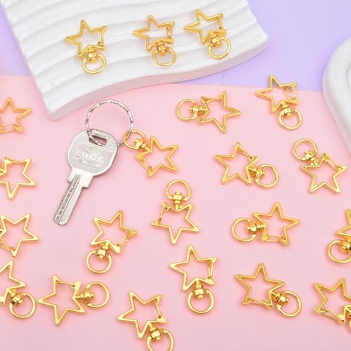 Image of Tia Strap Buckles Metal Clasps Lobster for Handbag, Spring Ring, Purse Dog Hook, Key Chain Swivel Trigger Snap Hook DIY and Purse Making Accessories (6, Golden Star Shape Spring Hook-33x10mm)