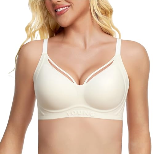 Uwdiohq Sujetadores Mujer Sin Aros para Mujer, Suaves, Bralette De Total, Uso Diario Aumento (White, XL) Sujetador Algodon Costuras Pillow Bra Dormir Reductor Tallas Grandes Currentlye 95D Push