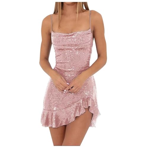 Duohropke robe à paillettes femme - Robe bretelles spaghetti -