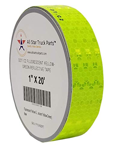 All Star Truck Parts RT-FY Fluorescent Yellow Green Reflective Tape Dot-C2 Conspiciuity Tape - Commercial Roll - Automobile Car Truck Boat Trailer Semi Construction Equipment Safety cover