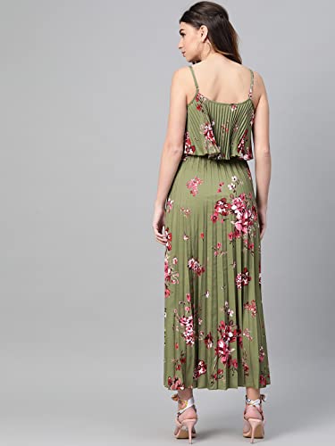 Image of Sassafras Women Floral Strappy Pleated Maxi Dress