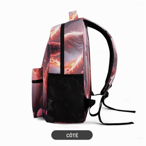 WECECE Sac Scolaire Renard Imprimé Garçons Filles 6-9 Ans Sac à Dos Animal Renard CP-CM1 Enfants Cartable Solide 43x32x15 cm pour Balade Études Usage École – vue 3