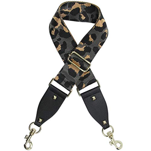 Image of Duwi Wide Purse Strap Multicolor Striped Guitar Style Strap Adjustable Canvas Crossbody Bag Strap
