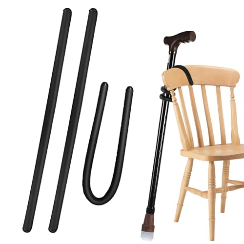 Horyue 3 Pcs Walking Stick Holder Clip-on Hanging Accessories for Wheelchairs Mobility Scooters and Rollators Black Crutches Mount