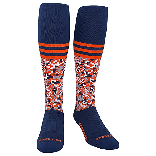 Digital Camo Stripe Navy Orange Knee-High Long Sports Socks2