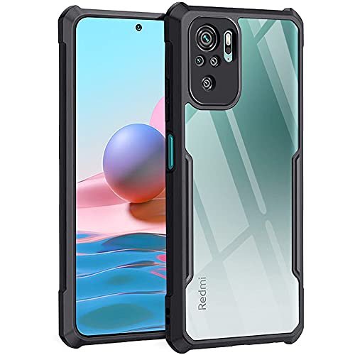 TheGiftKart Crystal Clear Back Cover Case for Mi Redmi Note 10s / 10 / Note 11 SE | 360 Degree Protection Shock Proof Transparent Back Case for Redmi Note 10s / 10 (PC & TPU | Black Bumper)- Best and cheap mobile covers in India