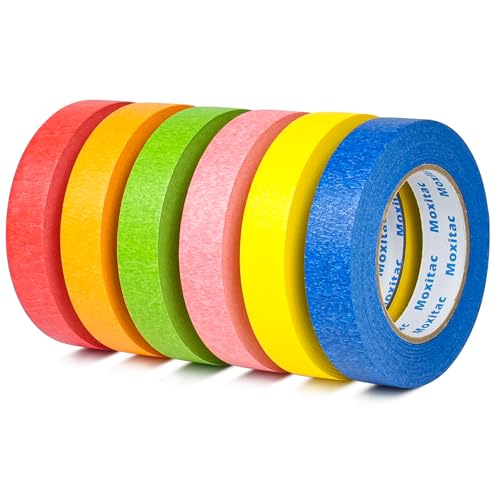 Image of Colored Masking Tape Vibrant Rainbow Color Teacher Craft Tape, Painter's Tape, Great for Art, Lab, DIY Projects, Labeling & Classroom Decorations (6 Pack, Multi-Color, 0.94 Inch x 60yds)