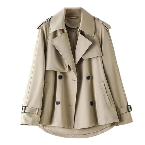 ジャケット・アウター CLANE SHORT TRENCH COAT Short Trench Coat Women Solid Long Sleeve Fashion Streetwear