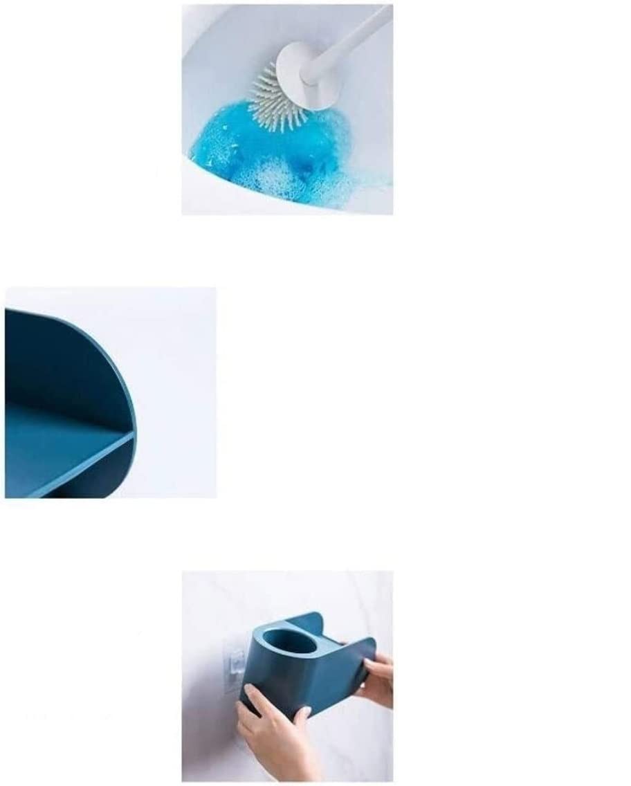 Cepillo de Limpieza Escobilla De Inodoro Y Soporte Escobilla De Inodoro Montada En La Pared Con Estante De Almacenamiento Sin Taladrar Escobilla De Silicona Para Inodoro De Baño Cepillo de Baño
