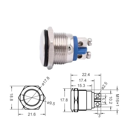 Piloto led verde de 16mm con terminal de tornillo para panel industrial de 110V y 220V 6