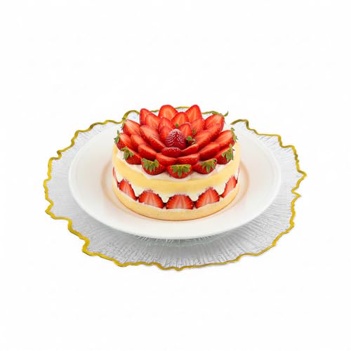 Platos cargadores transparentes con borde dorado 25 pzas miniatura 1