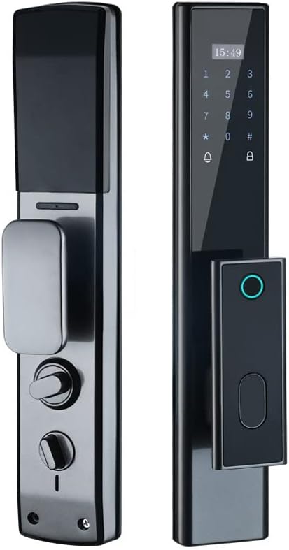 Fingerprint Lock with Surveillance Camera, Home Security, Visual Smart Password Lock, Automatic Electronic Door APP Lock (Color : Brown, Size Black