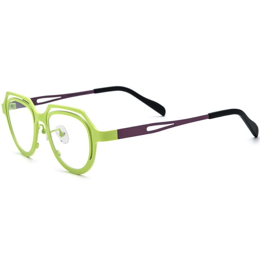 FONEX Colorful Pure Titanium Glasses Frame Women Retro Round Eyeglasses