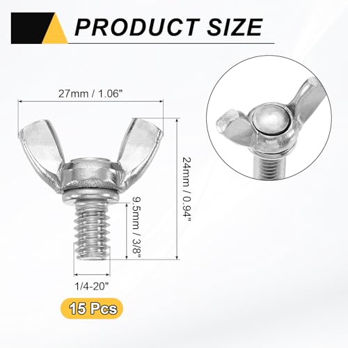Vis à main papillon uxcell 1/4"-20 pour ajuster vos appareils - 2