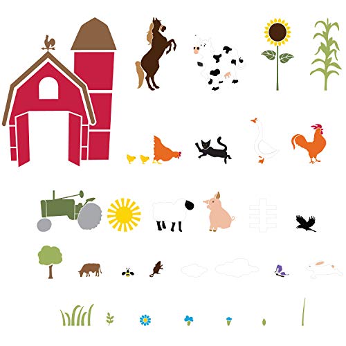 My Wonderful Walls Nursery Wall Mural - Farm Animal Wall Mural Stencil Kit for Painting - NOT Decals