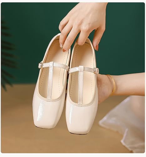 T-Shaped Buckle Strap Mary Jane Flats for Women Dressy Ballet Flats Shoes Business Office Slip On Casual Shoes4