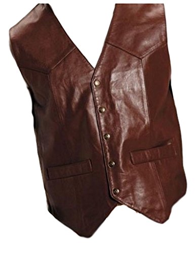 MENS BROWN GOAT NAPPA LEATHER VEST TALL FIT
