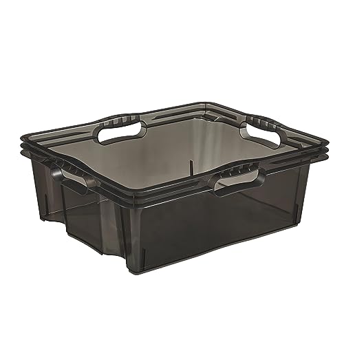 keeeper Multi-Box L Aufbewahrungsbox mit integrierten Griffen, 16 l, 43 x 35 x 15 cm, Franz, Crystal Grey